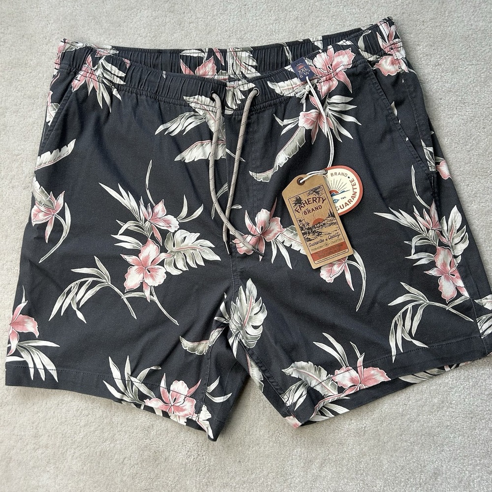 Faherty Essentials Drawstring Pull On 6.5" Shorts Island Orchid Mens XXL Pockets